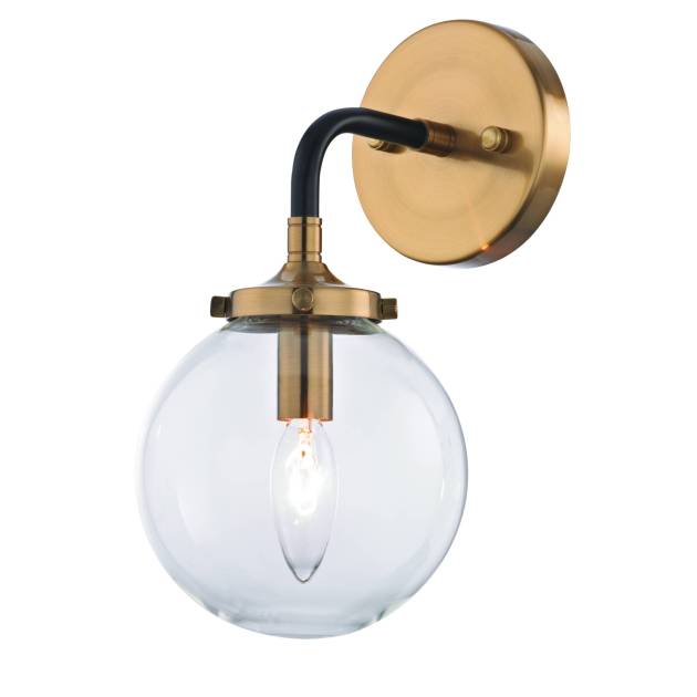 Boudreaux 12'' High 1-Light Sconce - Matte Black with Antique Gold