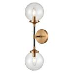 Boudreaux 21'' High 2-Light Sconce - Matte Black with Antique Gold