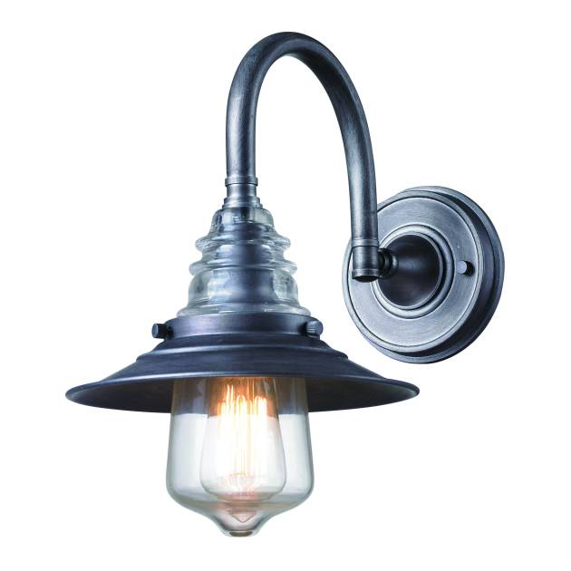 Insulator Glass 14'' High 1-Light Sconce - Weathered Zinc