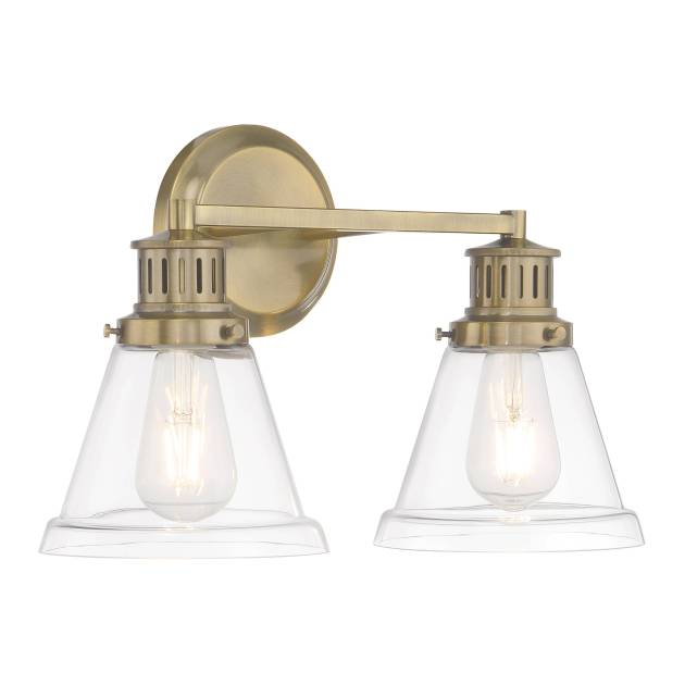 Alden 16.25'' Wide 2-Light Vanity Light- Antique Brass Clear