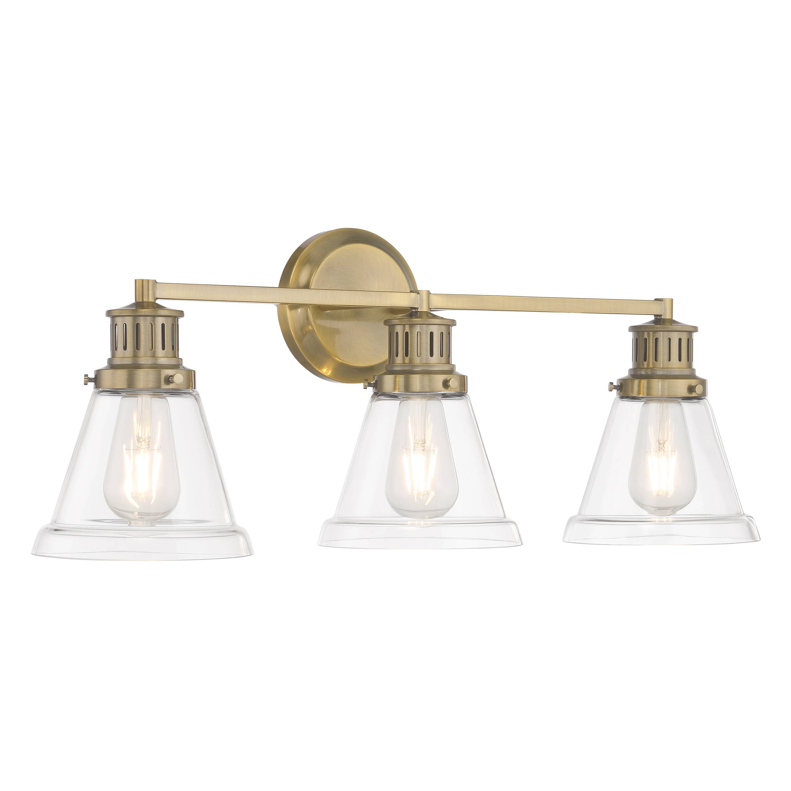 Alden 26'' Wide 3-Light Vanity Light - Antique Brass Clear