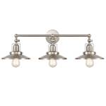 English Pub 28'' Wide 3-Light Vanity Light - Satin Nickel with Metal Shade