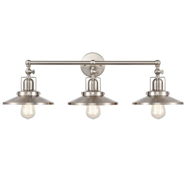 English Pub 28'' Wide 3-Light Vanity Light - Satin Nickel with Metal Shade