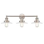 English Pub 28'' Wide 3-Light Vanity Light - Satin Nickel with Clear Glass