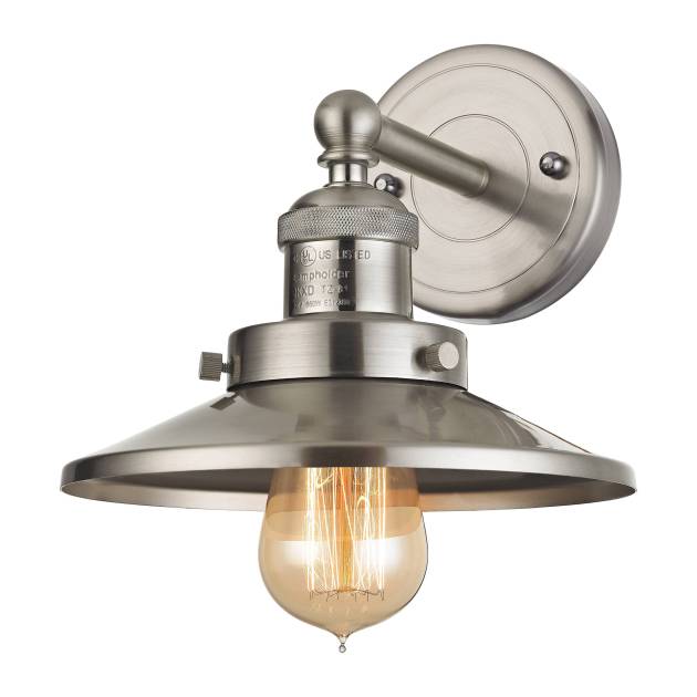 English Pub 8'' High 1-Light Sconce - Satin Nickel