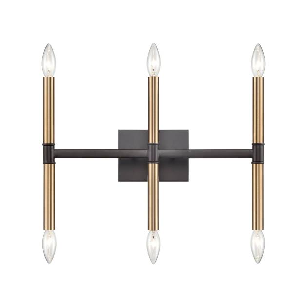 Notre Dame 13'' High 6-Light Bath Bar - Oil Rubbed Bronze and Gold