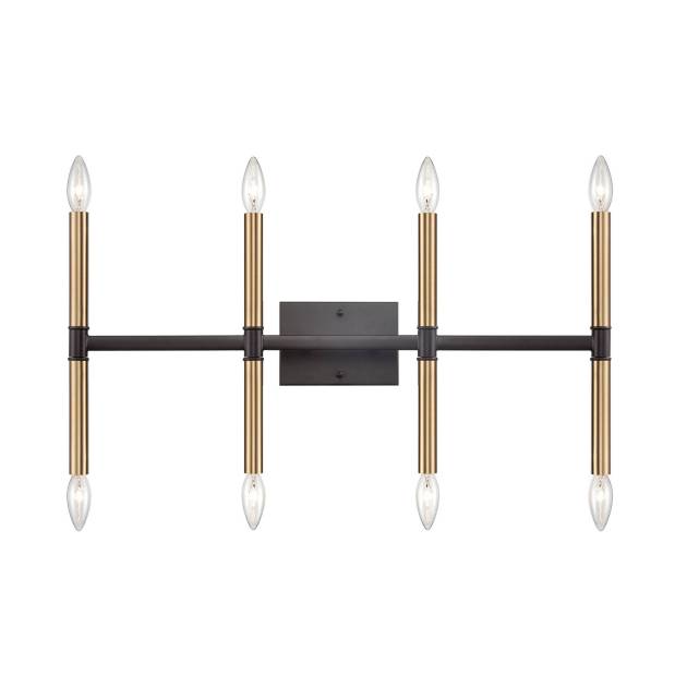 Notre Dame 13'' High 8-Light Bath Bar - Oil Rubbed Bronze and Gold