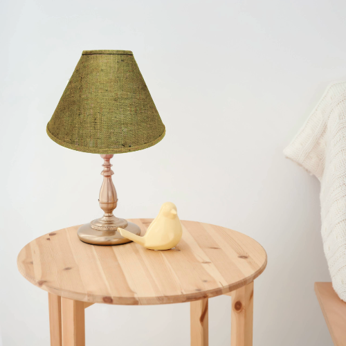 9" Brown burlap lamp shades with white styrene backing. - Image 7