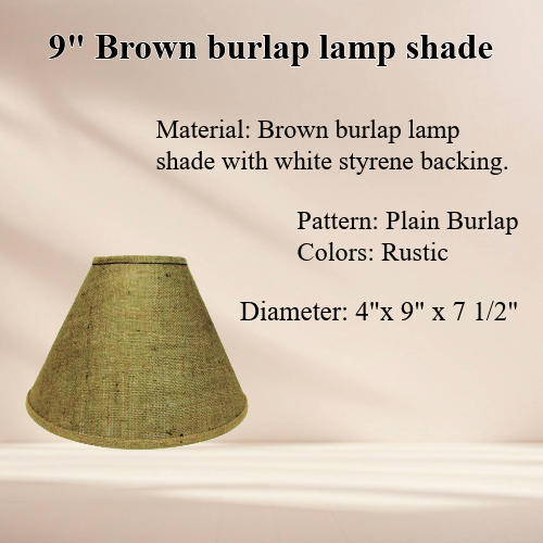 9" Brown burlap lamp shades with white styrene backing. - Image 2