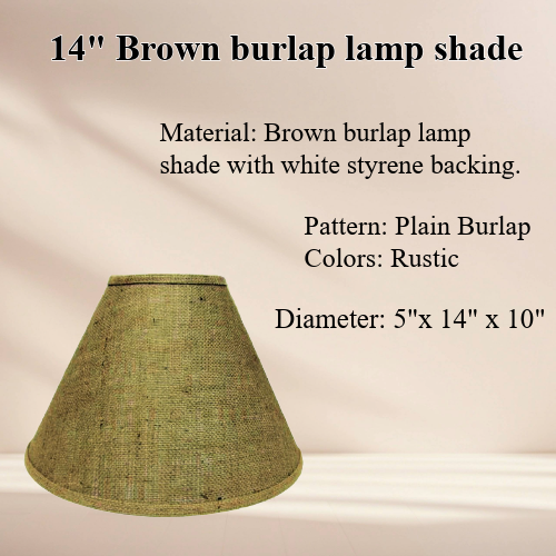 14" Brown burlap lamp shades with white styrene backing. - Image 2