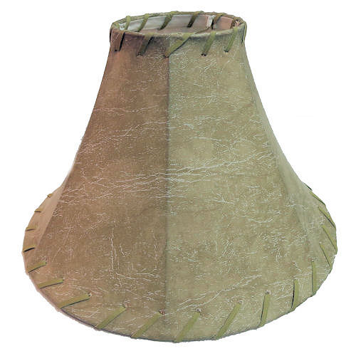 12" Tan and taupe Faux- Vinal leather bell shaped lamp shade.