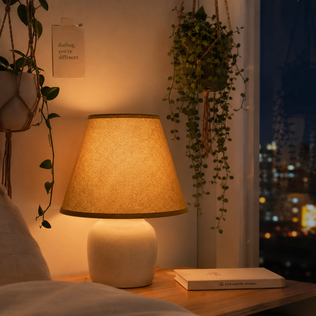 9" Rustic Faux oiled kraft (no lace) lamp shade with white styrene inside and clip-ons. - Image 2
