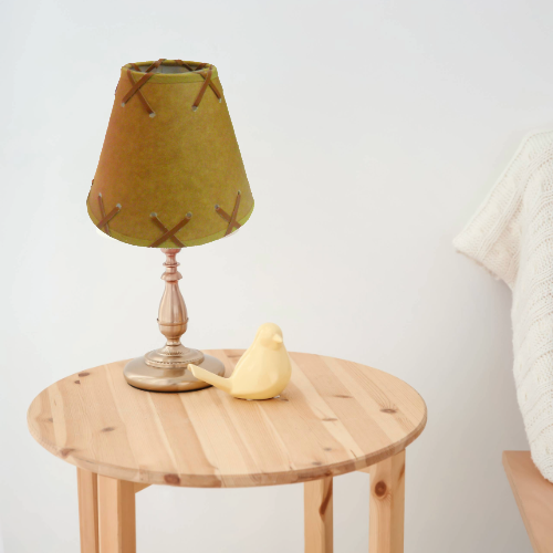 18" Rustic Faux oiled kraft lamp shade with lacing top and bottom. - Image 4