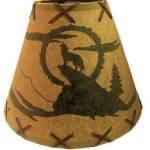 9" Rustic Coyote scene-Faux oiled kraft laced lamp shade with lacing top and bottom and comes with clip-on.