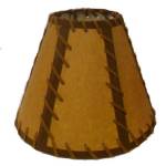 16" Faux oiled kraft double-laced lamp shades with white styrene hardback.