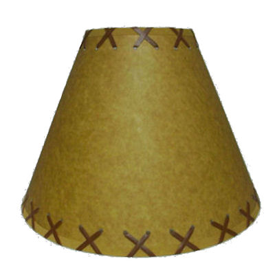 18" Rustic Faux oiled kraft lamp shade with lacing top and bottom.